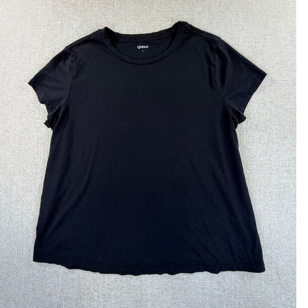 Quince Women Large Black Short Sleeve T Shirt Minimalist Casual Everyday Tee Top